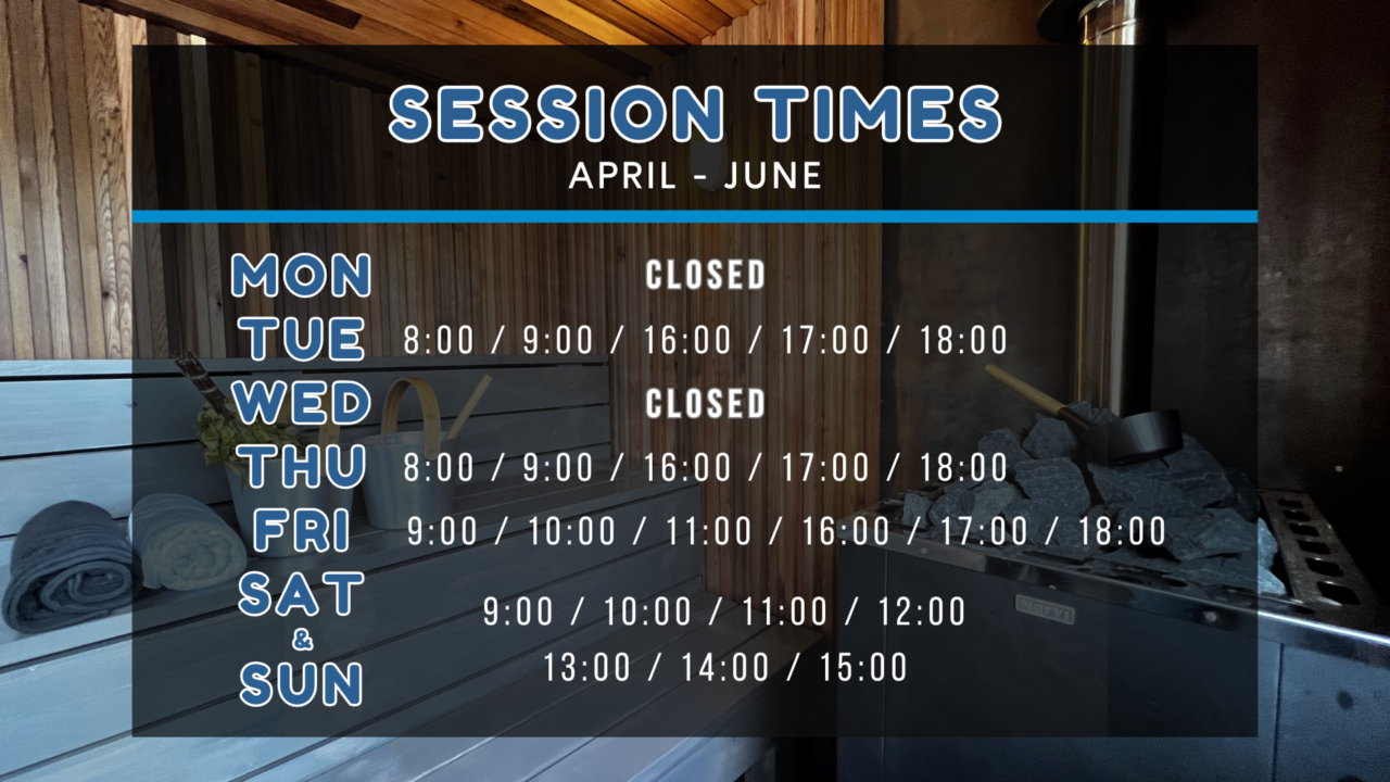 Cold Water Swim & Sauna Experience   Session Times   Webpage Image   Apr June 2024